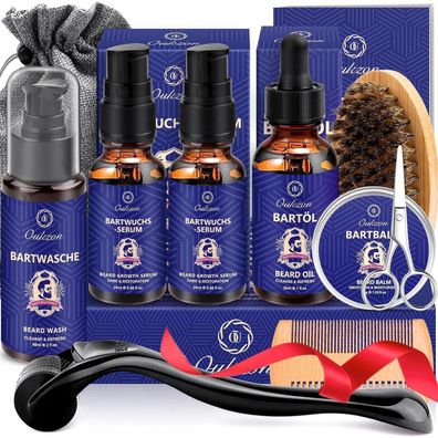 Geschenkset für Männer Bartpflege Bartwachstum Bartöl Balsam Roller Serum