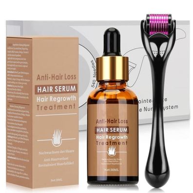 0.5mm Dermaroller Bartroller Set mit Haarwachstum Serum Anti-Haarausfall 30ML