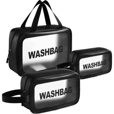 Transparent Kosmetiktasche 3 Stück Wasserdicht Reise Kulturbeutel Set Schwarz