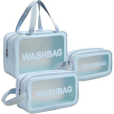 Transparent Kosmetiktasche 3 Stück Wasserdicht Reise Kulturbeutel Set Blau