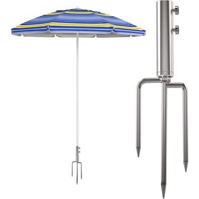 Edelstahl Sonnenschirmständer mit Rasendorn Silber Abnehmbar Garten Angeln