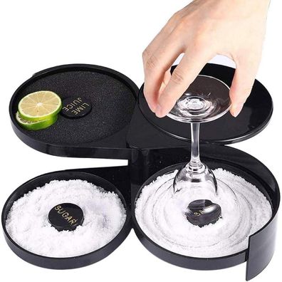 Bar Glas Rimmer 3 Ebenen für Cocktail Margarita Salz Zucker Barkeeper Tool