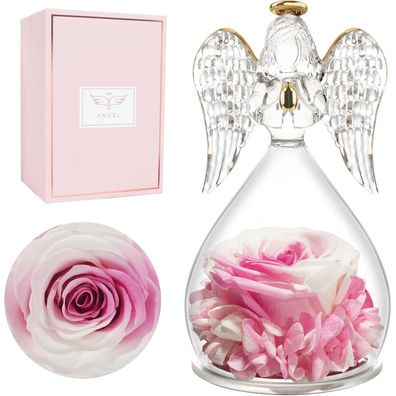 Geschenke für Frauen: Ewige Rose Engel in Glaskuppel für besondere Anlässe