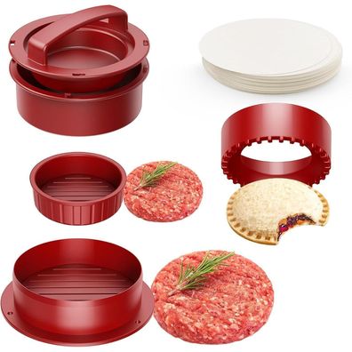 Hamburgerpresse 4 in 1 Patty Maker Slider Burger Sandwichschneider mit Zubehör