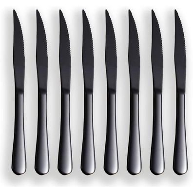 Steakmesserset Schwarz 8 Stück Edelstahl Spülmaschinenfest Besteck