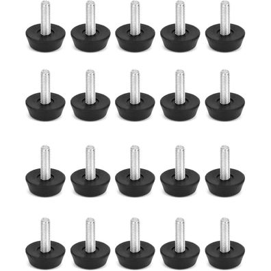 Verstellbare Möbelfüße Stellfüße M6x20mm 20er Set Schwarz Rostbeständig