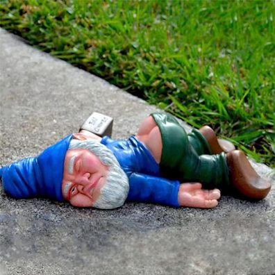 Betrunkener Gartenzwerg Harz Gartenfigur lustige Gartendeko