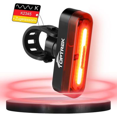 Toptrek Rücklicht Fahrrad USB C aufladbar StVZO LED IPX5 wetterfest