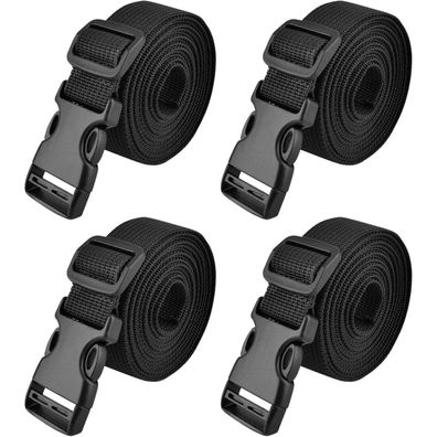 Nylon Gurtband Schwarz 25mm Verstellbare Schnallen 4 Stück 1m