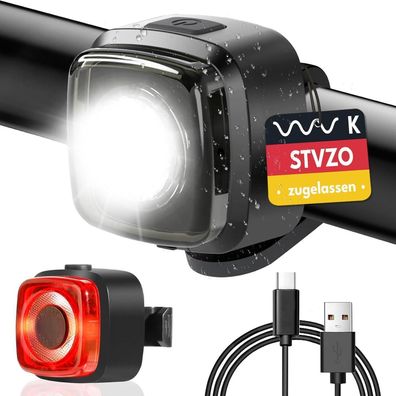 SPGOOD Fahrradlicht StVZO Zugelassen USB Aufladbar Wasserdicht