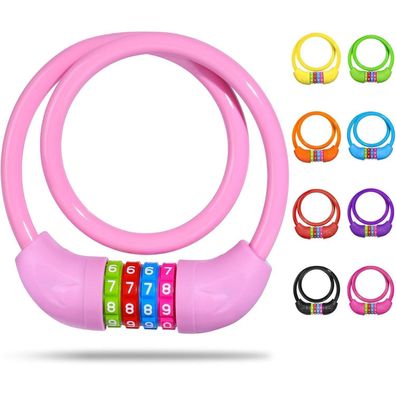 Kinder Fahrradschloss 10mm Zahlenschloss Anti-Diebstahl Pink