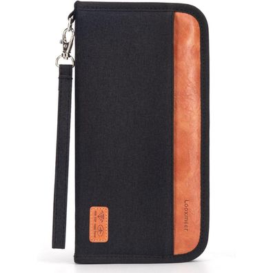 Reisepass Tasche Familie Organizer RFID-Blocker Schwarz Braun