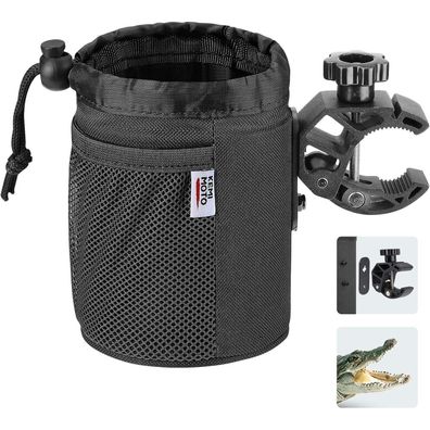 Fahrrad Flaschenhalter Getränkehalter Oxford-Stoff mit Netztasche Schwarz