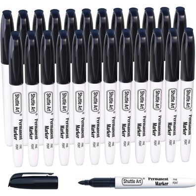24 Schwarze Permanentmarker Feine Spitze Wasserfest - Shuttle Art