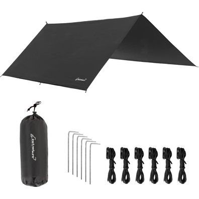 Wasserdichtes Camping Tarp 305x293 cm mit Ösen und Seilen