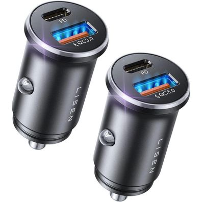 USB C Autoladegerät 2er Set 54W PD&QC3.0 KFZ Ladegerät Schnell Laden Schwarz