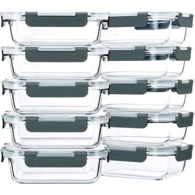 MCIRCO Glas-Frischhaltedosen Set 625ml 10er Packung Borosilikatglas