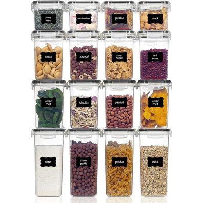 Vtopmart Vorratsdosen Set luftdicht mit 24 Etiketten Schwarz