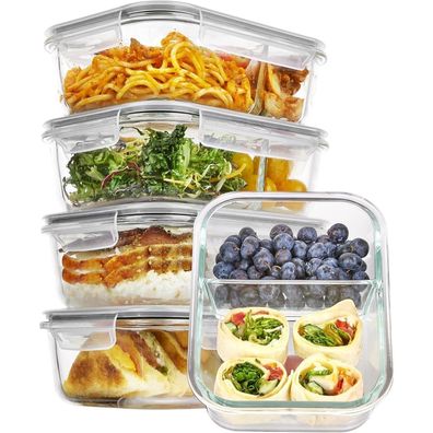 Glasbehälter mit Deckel 5er Set 33oz Meal Prep Frischhaltedosen