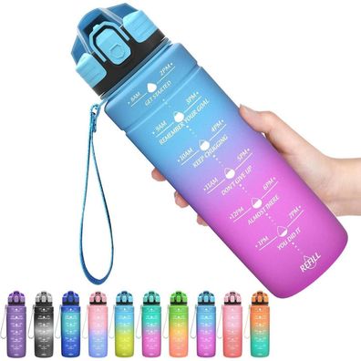 Sport Trinkflasche 2l Kinder Auslaufsicher BPA-frei Zeitmarkierung