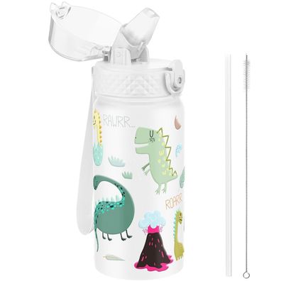Kinder Trinkflasche 420ml Edelstahl Strohhalm Auslaufsicher Kanteen