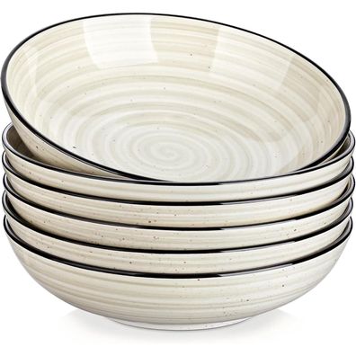 6er Set vancasso Bonbon Suppenteller Steingut 21,7 x 5,5 cm Beige
