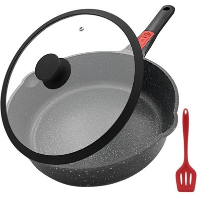 Antihaft Pfanne 28cm mit Deckel und abnehmbarem Griff, 4.3L Wokpfanne