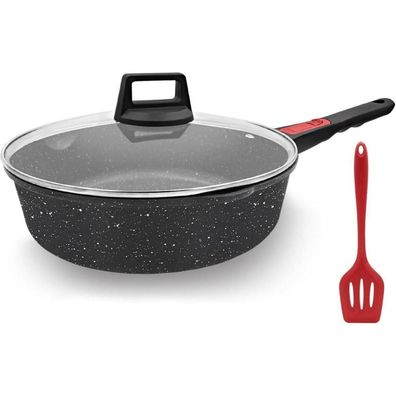 Antihaft Pfanne 28cm mit Glasdeckel, 4.3L Fassungsvermögen, abnehmbarer Griff