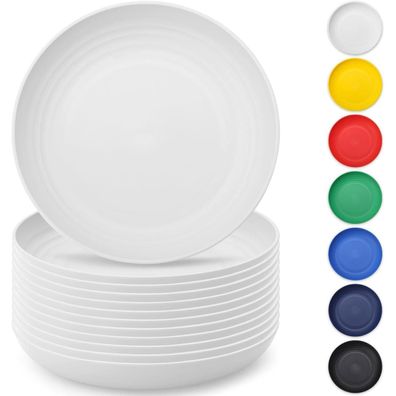 Berglander Weiß Plastik Teller Set 12-teilig 23cm Speiseteller Picknick Garten