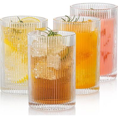 Vintage Cocktailgläser 4er Set 500ml - Romantische Gläser Origami-Stil