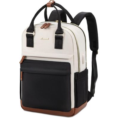 Schwarzer Damen Rucksack 15,6 Zoll Laptop Schul Uni Büro