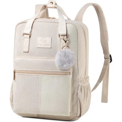 Makukke Cord Rucksack Anti-Theft Daypack Lässige Citytasche Beige