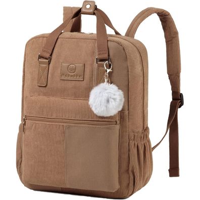 Stylischer Makukke Cord Rucksack Damen Herren Anti-Theft Daypack braun
