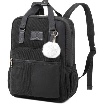 Cord Rucksack Damen Herren Daypack Schwarz Anti-Theft Citytasche