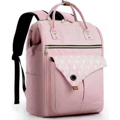 Lekesky Damen Laptop Rucksack 15,6 Zoll Anti-Diebstahl Schulrucksack Rose
