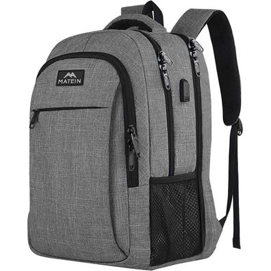 MATEIN Laptop Rucksack 17,3 Zoll Anti Diebstahl USB Grau
