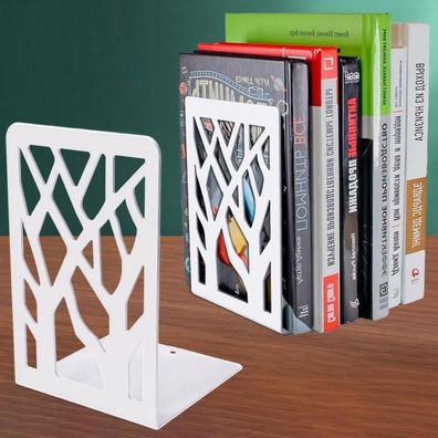 Buchstütze Metall Rutschfester Bücherhalter für schwere Bücher Weiß 1 Paar