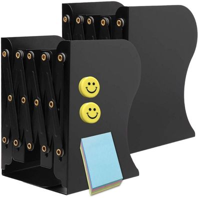 Qualsen Verstellbare Metall Buchstütze für Schreibtisch Bücherregal Schwarz