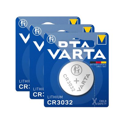 3x Varta CR3032 CR 3032 Knopfzelle Batterie 3V Blister Lithium Coin