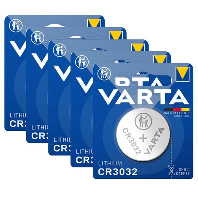5x Varta CR3032 CR 3032 Knopfzelle Batterie 3V Blister Lithium Coin