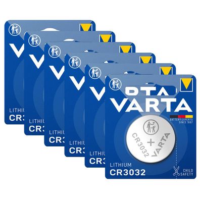 6x Varta CR3032 CR 3032 Knopfzelle Batterie 3V Blister Lithium Coin