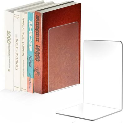 Acryl Buchstützen Transparent 18x12x12CM (1Paar) Organizer Regal Schule Büro