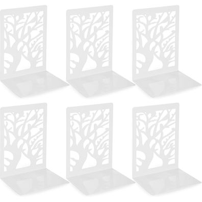 3 Paar Metall Buchstütze Book Holder Bücherhalter Weiß 17,2x12x9,3 cm
