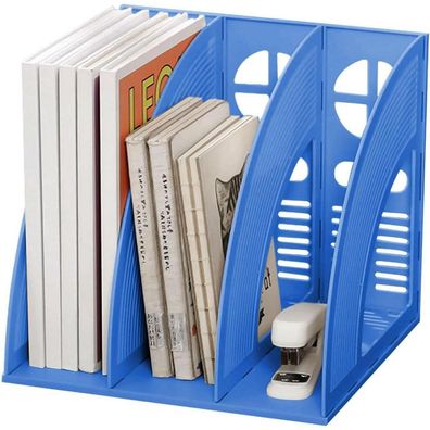 Stehsammler A4 Kunststoff 3 Fächer Schreibtisch Organizer Büro School dunkelblau