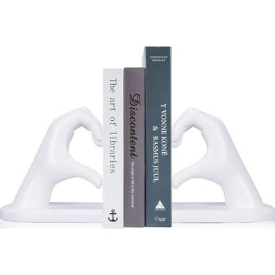 Buchstützen Herz Deko Skulptur White 2er Set für Bücherregal