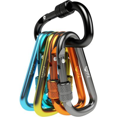 6x Zalava Mini Karabiner Schlüsselanhänger Aluminium 6cm Camping Angeln