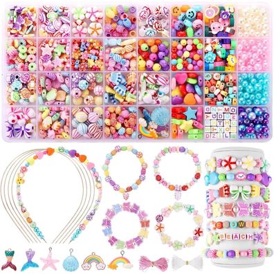 Funtopia Mädchen Perlen Set 32 Farben Armband Bastelset 6-13 Jahre