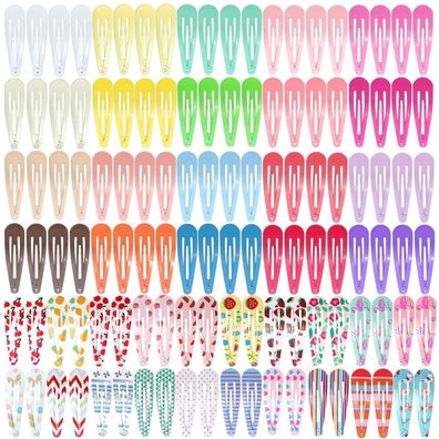 Funtopia Mädchen Haarspangen Set 120 Stück in 40 Farben 5cm Metall Snap Clips