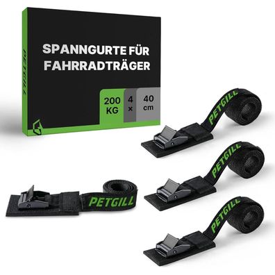 Spanngurte mit Polsterung 4 Stück 40 cm 20 mm 200 Kg Klemmschloss E-Bike