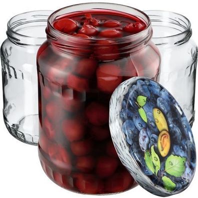 KADAX Einmachgläser, Marmeladengläser 720 ml (Pflaumen / 16 Stück)